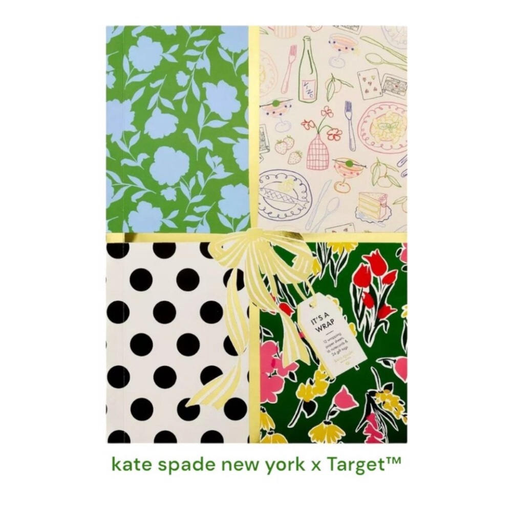 Kate Spade New York x Target 12 Sheet Gift Wrap Book with Tags NWT